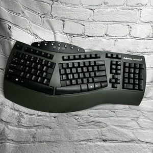 Fellowes‎ Microban Ergonomic Wired USB Keyboard KU-9938 / 98915 Gray Black GUC